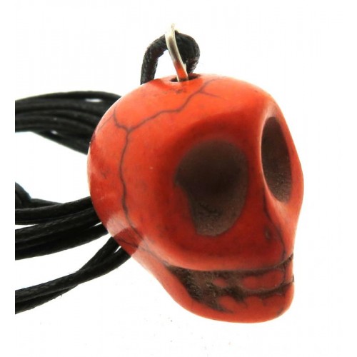 Coloured Orange Stone Skull Pendant